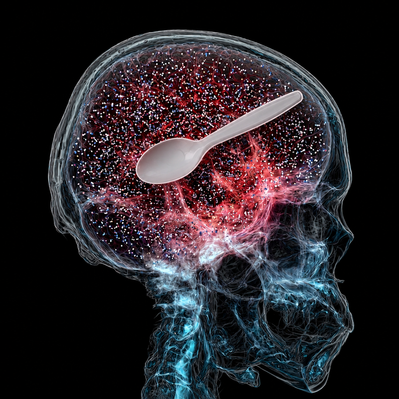 Brain with microplastics